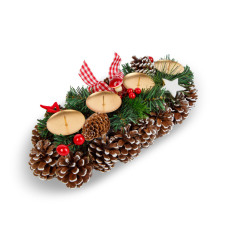 Globiz international Adventi dekoráció - gyertyatartóval - 35 x 15 cm karácsonyi dekoráció