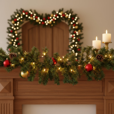 Globiz International Kft. Fenyő girland - sötét zöld - 270 cm - PVC karácsonyi dekoráció