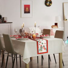 Globiz International Kft. Karácsonyi dekoráció - asztalterítő futó - manós - 183 x 33 cm lakástextília