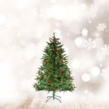 Globiz International Kft. Műfenyő - 120 cm - PE / PVC - piros bogyóval (56481A) műfenyő