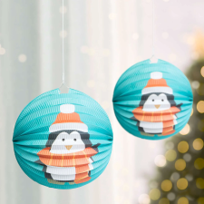 Globiz Karácsonyi lampion - Pingvin mintával - 25 cm karácsonyi dekoráció