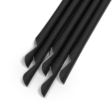 Globiz Papír szívószál - fekete, kanállal - 200 x 8 mm - 150 db / csomag konyhai eszköz
