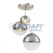 GLOBO 15851-3 VARUS Függeszték , 40W , 3x E27 , nikkel matt , króm , üveg világítás