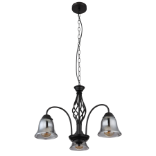 GLOBO GONNY FÜGGESZTÉK 3XE27 60W IP20 55,5X130CM MATT FEKETE-FÜSTSZÍNŰ ÜVEG világítás