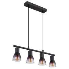 GLOBO SATELLA SPOT FÜGGESZTÉK 4XE14 25W IP20 52X7,2X120CM MATT FEKETE, FÜSTSZÍNŰ ÜVEG világítás