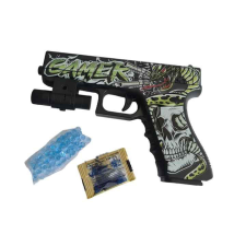 Glock gélgolyós pisztoly halálfejes gamer felirattal 15cm katonásdi