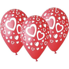 GMR Szív Hearts Léggömb, Lufi 5 db-os 12 inch 30 cm (GODX0135) party kellék