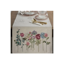  Gobelin asztali futó nyári virágok motívumával Natúr 50x110 cm party kellék