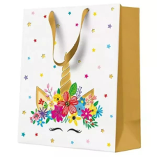 Godan Arany-fehér színű unikornis ajándéktasak - 20 x 25 cm ajándéktasak