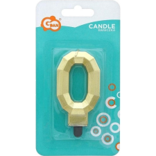 Godan Diamond Metallic Számgyertya - 0-ás, Arany (492280) party kellék