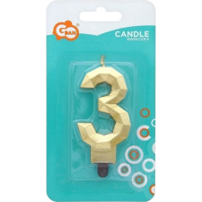 Godan Diamond Metallic Számgyertya - 3-as, Arany (492281) party kellék