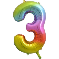 Godan Szám Fólia Lufi - 3-as, 85 cm, Szivárvány (GODA2042) party kellék