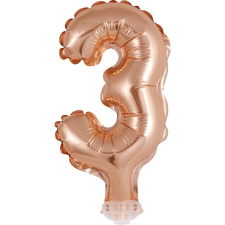 Godan Szám Fólia Lufi Tortára - 13 cm, 3-as, Rose Gold (GODA1978) party kellék
