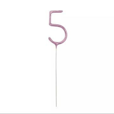 Godan Számos tortacsillagszóró - pink, 5-ös party kellék