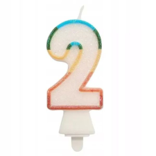 Godan Színes számgyertya csillámmal, 8,5 cm - 2 party kellék