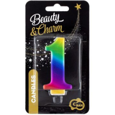 Godan Szivárvány színű születésnapi gyertya, 8 cm - 1 gyertya