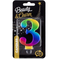 Godan Szivárvány színű születésnapi gyertya, 8 cm - 3 party kellék