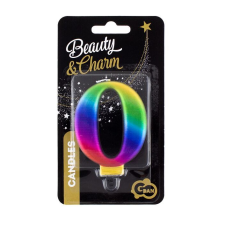 Godan Szivárvány színű születésnapi gyertya, 8 cm - nulla (SCG0) party kellék