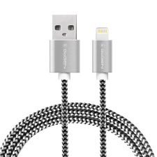 GoGEN Lightning kábel 3m, textil borítás, ezüstös szín (GOGLIGHTN300MM24) kábel és adapter