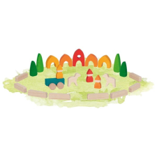 Goki Fa építőjáték, falu 15 db-os készlet barkácsolás, építés