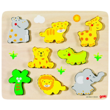 Goki Fa kirakó kiemelkedő figurákkal, vadállatok puzzle, kirakós