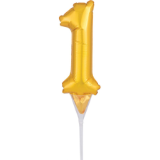 Gold, Arany 1-es szám fólia lufi tortára 15 cm party kellék