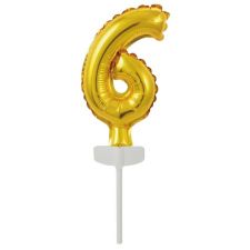 Gold, Arany 6-os szám fólia lufi tortára 13 cm party kellék