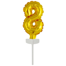  Gold, Arany 8-as szám fólia lufi tortára 13 cm party kellék