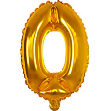 Gold, Arany mini 0-ás szám fólia lufi 33 cm party kellék