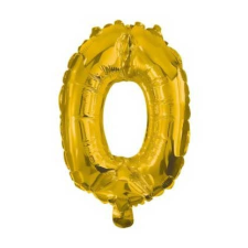 Gold, Arany mini 0-ás szám fólia lufi 33 cm party kellék