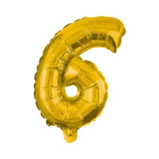 Gold, Arany mini 6-os szám fólia lufi 35 cm party kellék