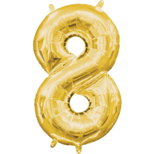 Gold, Arany mini szám fólia lufi 8-as 40 cm party kellék