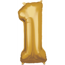 Gold, Arany óriás 1-es szám fólia lufi 83*38 cm party kellék