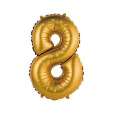 Gold Matt, Arany 8-as mini szám fólia lufi 35 cm party kellék