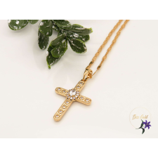  Golde antiallergén  cirkónia kővel díszített kereszt medál nyaklánccal-18K nyaklánc