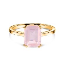  Golden Rectangle Rose Quartz Elegance ezüst gyűrű 6 gyűrű