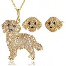Golden retriever mintás ékszer szett, fülbevaló + nyaklánc ékszer szett