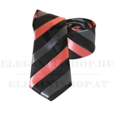  Goldenland slim nyakkendő - Lazac-fekete csíkos nyakkendő
