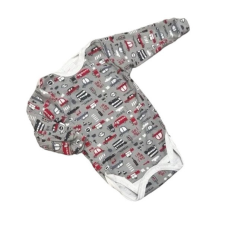 Gólyahír 2 Méretes Hosszú Ujjú Body - Szürke Autós - 74 kombidressz, body