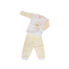 Gólyahír Pamut 2 részes pizsama - Bézs Cicás 74-es