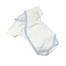 Gólyahír Réklis Rövid Ujjú Body - Fehér/Kék Szegéllyel - 56 kombidressz, body