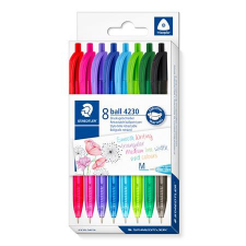  Golyóstoll, 1 mm, nyomógombos, STAEDTLER® "4230 M", 8 különböző szín toll