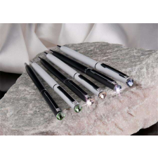  Golyóstoll, fehér "SLIM", peridot zöld SWAROVSKI® kristállyal, 13 cm, ART CRYSTELLA® toll