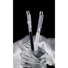 . Golyóstoll, felül fehér kristályokkal, 14 cm, Crystals from SWAROVSKI®, krémfehér toll