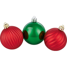  Gömbdísz 6 cm átmérő műanyag piros zöld 40 db karácsonyfadísz