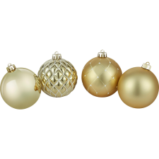  Gömbdísz 8 cm átmérő műanyag arany 6 db karácsonyfadísz