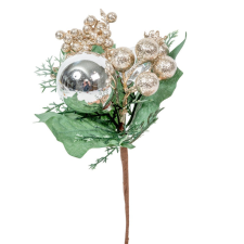  Gömbös, bogyós pick 19cm dekorációs kellék