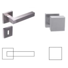 Gomboss/Perfekto Colombo (Cubik) Négyzetrozettás Rozsdamentes Inox PZ Asszimetrikus Gomb/Kilincs zár és alkatrészei