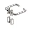 Gomboss/Perfekto U-alakú Kertkapuhoz Oválrozettás Rozsdamentes Inox PZ Asszimetrikus Gomb/Kilincs