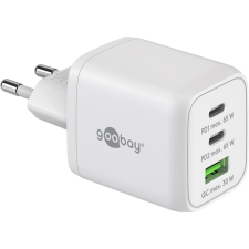 Goobay 64754 2x USB-C / USB-A Hálózati töltő - Fehér (65W) (64754) mobiltelefon kellék